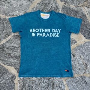 Mens Aviator Nation Another Day In Paradise White Lettering Blue T Shirt